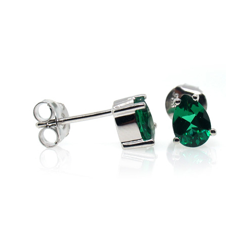 Hermosos Aretes de Plata de Ley con Esmeralda