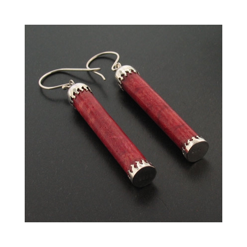 Aretes de Plata de Ley .925 con Coral Rojo Genuino