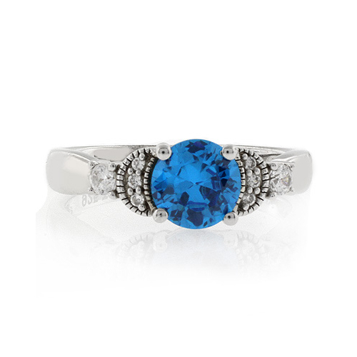 Anillo de Plata con Topacio Azul