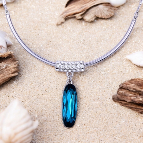 Elegante Collar de Cristal Swarovski Azul