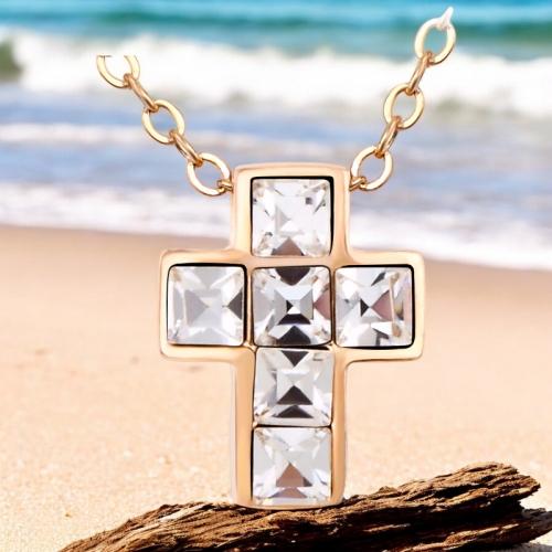 Cruz de Cristal Swarovski con Baño de Oro 18K