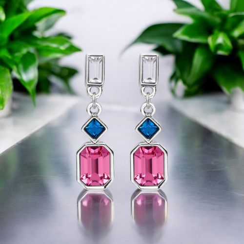 Aretes de Cristal Swarovski Rosa