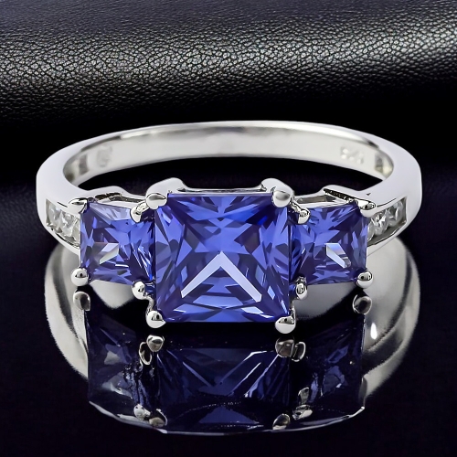 Anillo de 3 Piedras de Tanzanita Plata de Ley 925