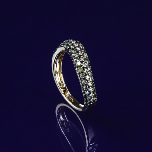 0.76 Ctw Anillo de Oro Amarillo de 14K con Diamante Chocolate