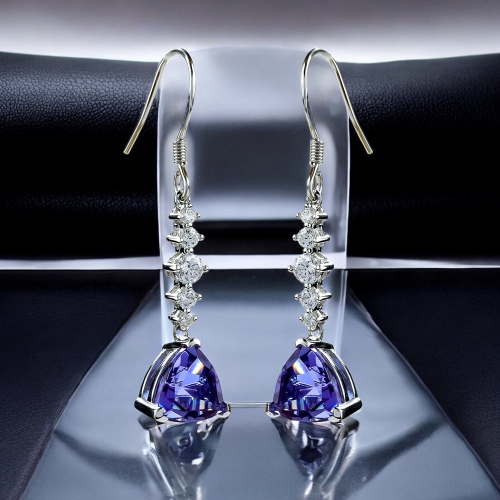 Aretes de Alejandrita ( Rosa/Morado ) en Plata de Ley .925