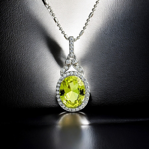 Juego de Dije y Aretes de Plata .925 con Alejandrita Amarilla