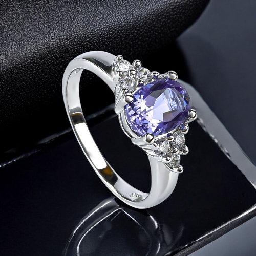 Anillo de Plata con Alejandrita Bicolor ( Morado/Rosa )