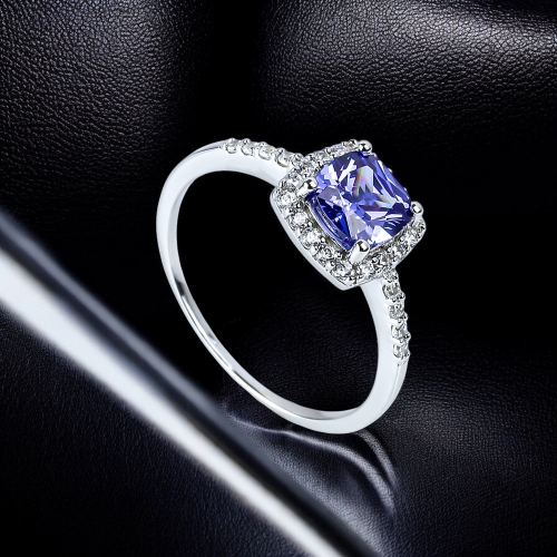 Anillo de Tanzanita Solitario Halo