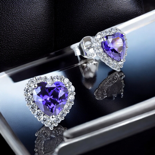 Aretes de Corazon con Tanzanita en Plata 925