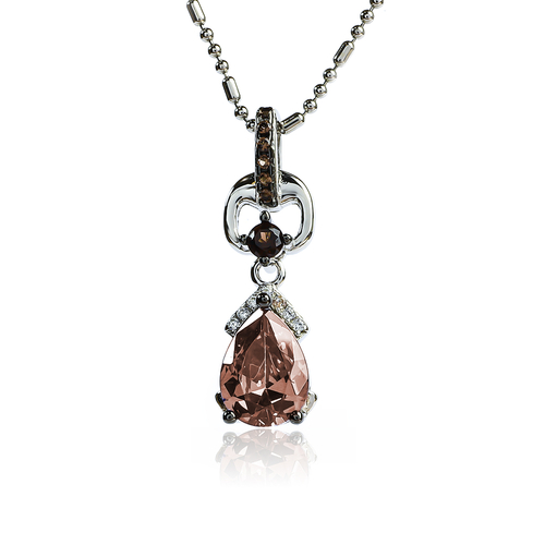 Juego de Pendientes Colgantes de Diamantes de Chocolate y Plata