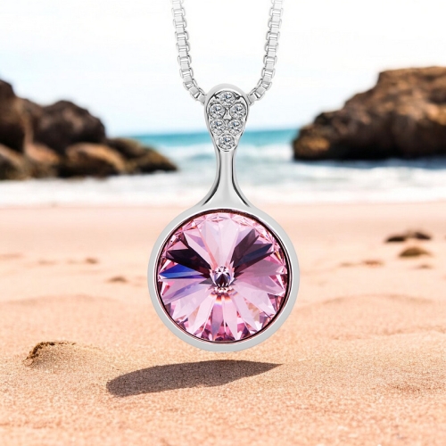 Collar de Circulo Color Rosa de Cristal Swarovski