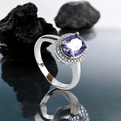 Anillo de Amatista Con Plata de Ley 925