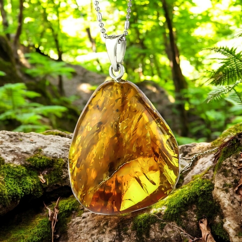 Dije de Ambar Genuina Con Plata