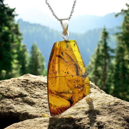 Dije de Ambar Natural 40 mm x 19 mm