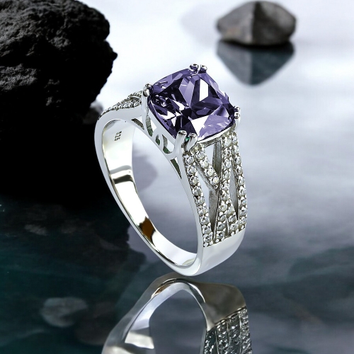 Anillo de Plata Con Amatista
