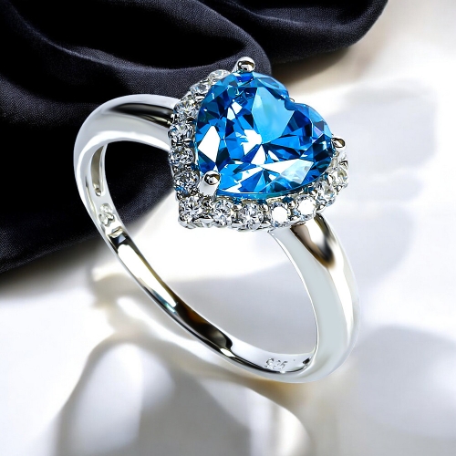 Hermoso Anillo de Plata .925 con una Gema de Topacio Azul