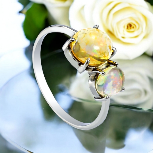 Anillo de Oro Con Opalo Mexicano Genuino