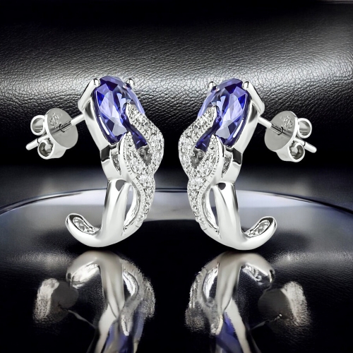 Aretes de Tanzanita Con Plata 925