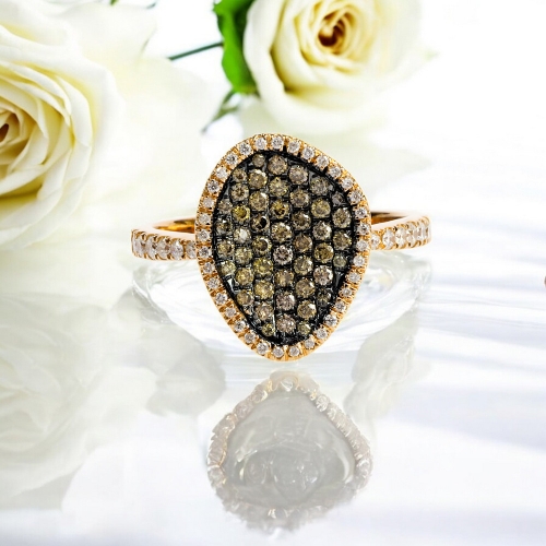 0.60 Ctw Anillo de Oro Amarillo de 14K con Diamante Chocolate