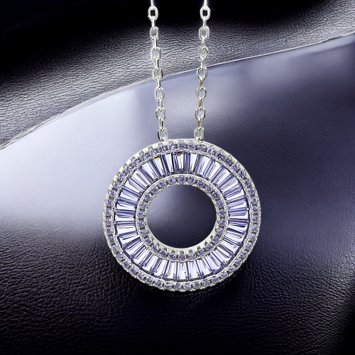 Collar Circulo de Tanzanita con Cadena de Plata
