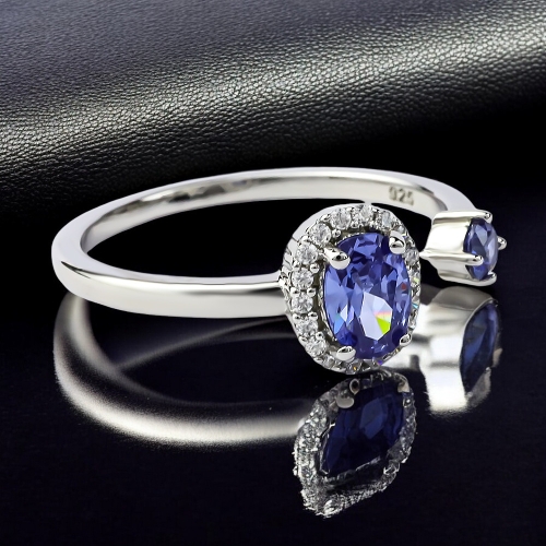 Hermoso Anillo de Doble Tanzanita en Plata de Ley 925