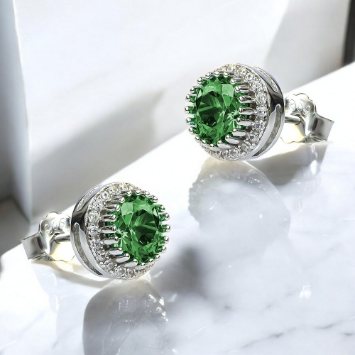 Pendientes de Plata Esterlina con Esmeralda