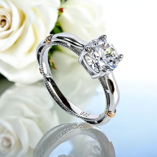 7 mm Anillo de Boda en Plata .925 Con Baño de Oro Amarillo