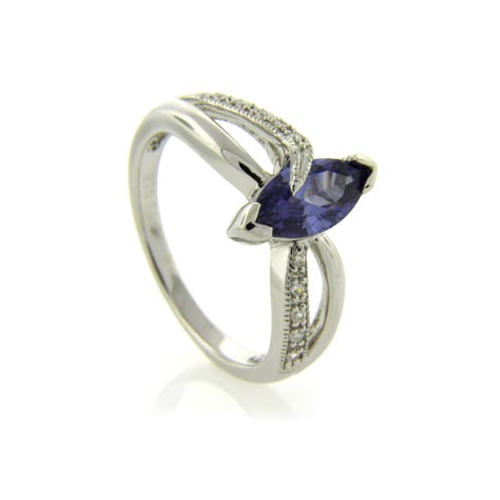 Anillo de Tanzanita y Zirconia en Plata