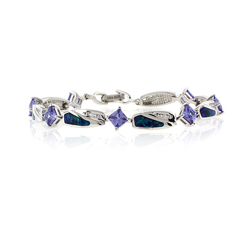 Pulsera de Plata .925 con Tanzanita y Opalo