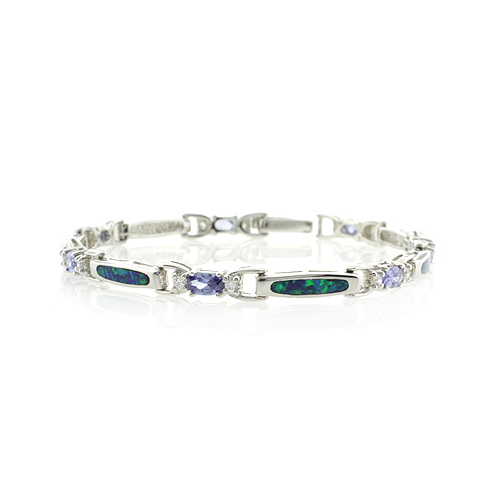 Pulsera de Plata .925 con Tanzanita y Ópalo Australiano