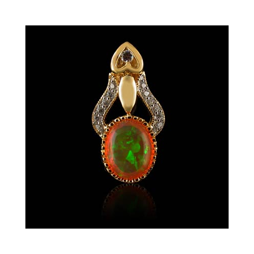 Dije de Ópalo de Fuego en Plata con Baño de Oro 14K