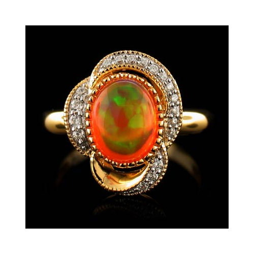 14K Gold Plated Quality Fire Opal Ring
