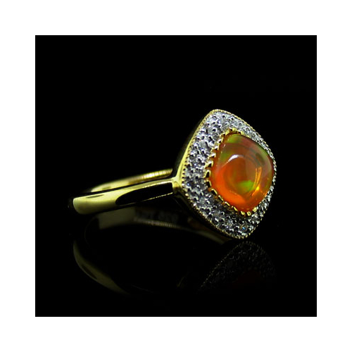 Anillo de Opalo en Plata con Chapa de Oro 14K