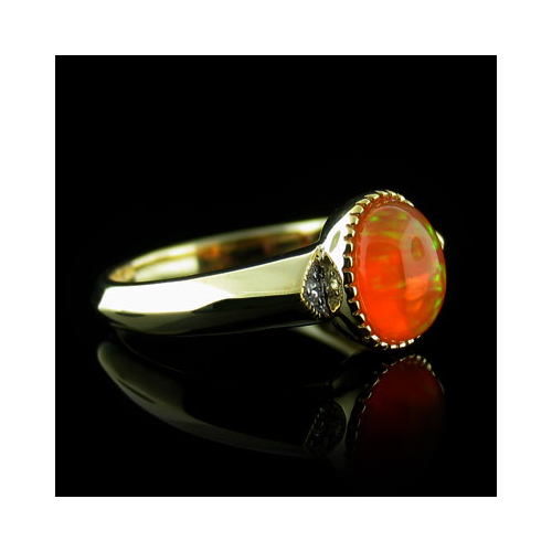 Anillo con Opalo de Fuego en Plata con Chapa de Oro