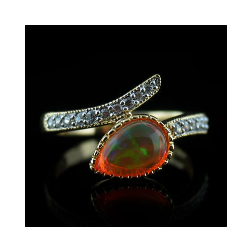 Anillo de Opalo en Plata con Chapa de Oro