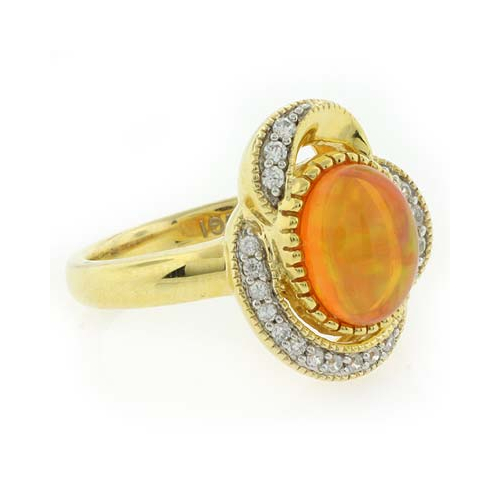 Anillo Chapado en Oro con Opalo Amarillo