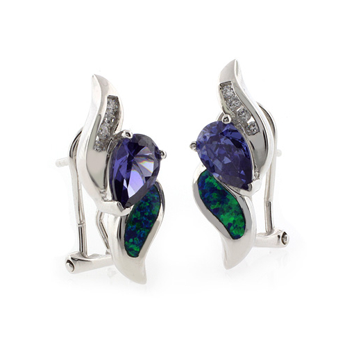 Aretes de Plata .925 con Tanzanita y Ópalo Asutraliano