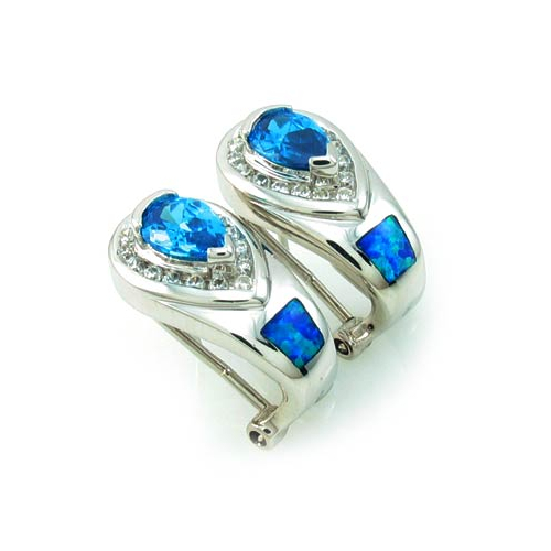 Aretes de Plata de Ley con Topacio Azul y Ópalo