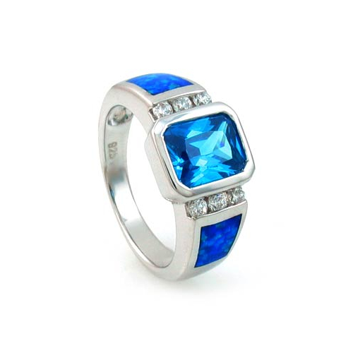 Anillo de Topacio con Ópalo Azul en Plata