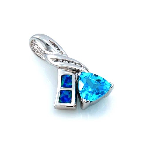 Australian Opal Pendant with Blue Topaz
