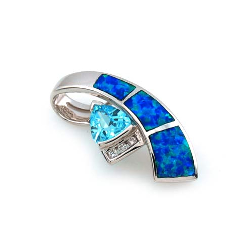 Australian Opal Pendant with Blue Topaz