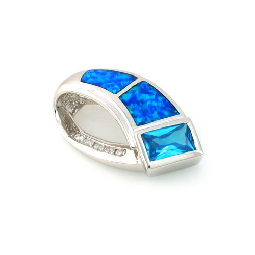 Dije de Plata .925 con Ópalo Australiano y Topacio Azul