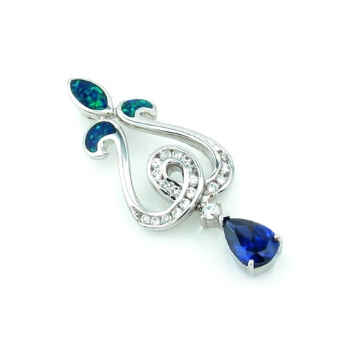 Australian Opal Pendant with Tanzanite