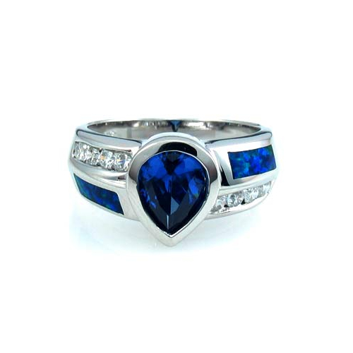 Australian Opal Ring with Tanzanite