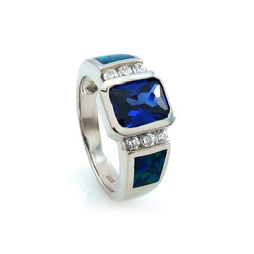 Tanzanita y Opalo en Anillo de Plata