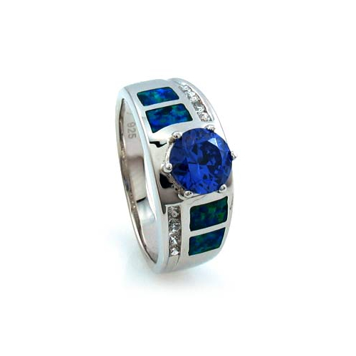 Australian Opal Ring with Tanzanite