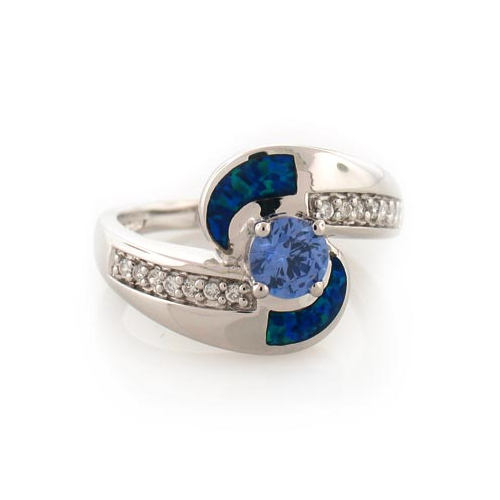 Hermoso Anillo de Plata con Opalo y Tanzanita