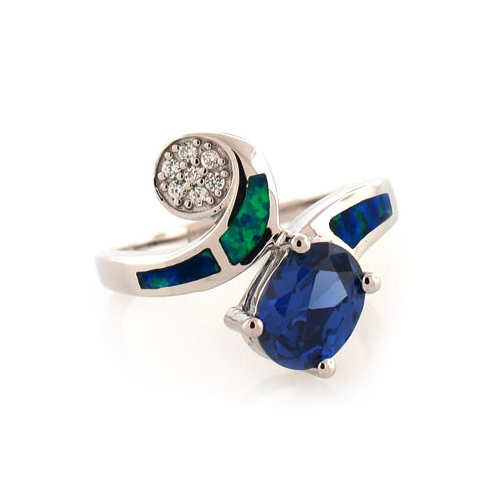 Anillo de Plata con Opalo Australiano y Tanzanita