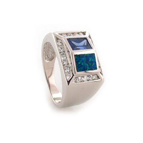 Elegante Anillo de Plata, Tanzanita y Opalo