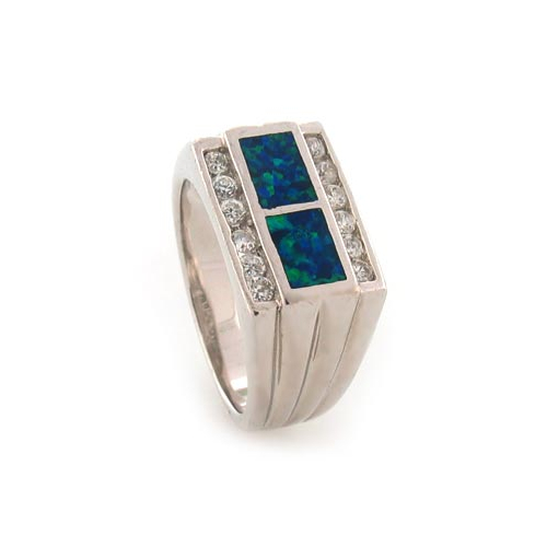 Anillo de Plata Unisex con Opalo Australiano